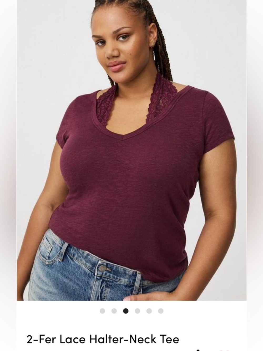 Torrid Maroon  top halter lace tee  size large 12
